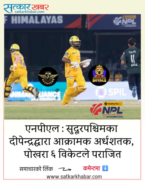 एनपीएल : सुदूरपश्चिमका दीपेन्द्रद्धारा आक्रामक अर्धशतक, पोखरा ६ विकेटले पराजित